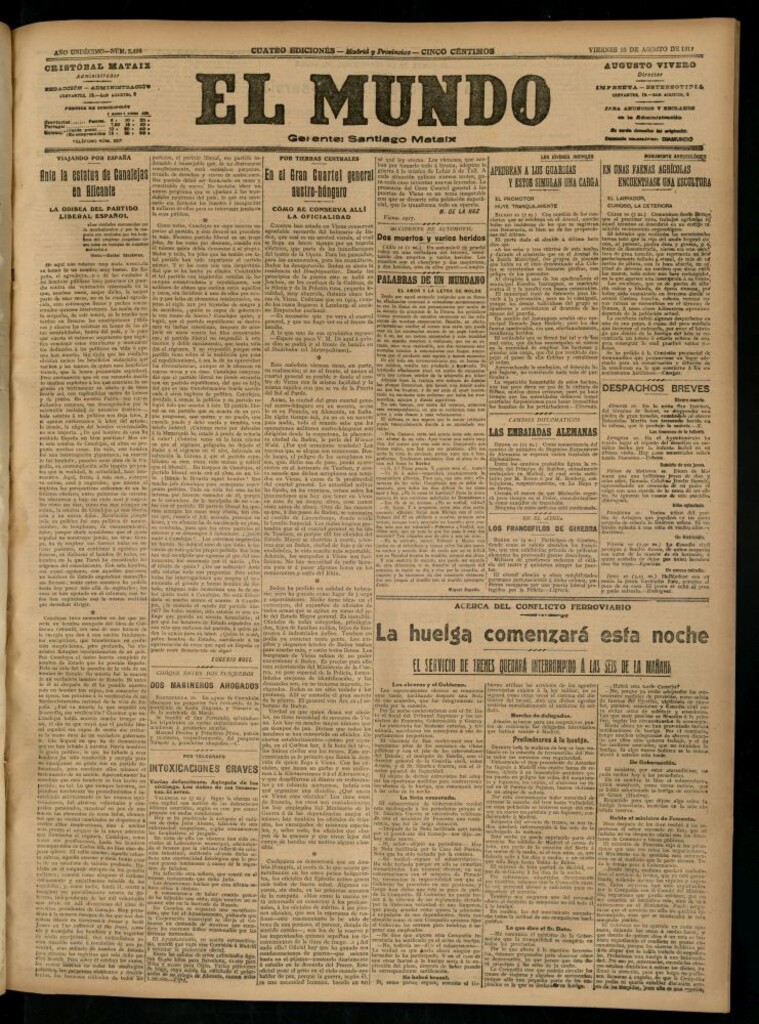 Miniatura de El Mundo del 10 de agosto de 1917 (edición de provincias)