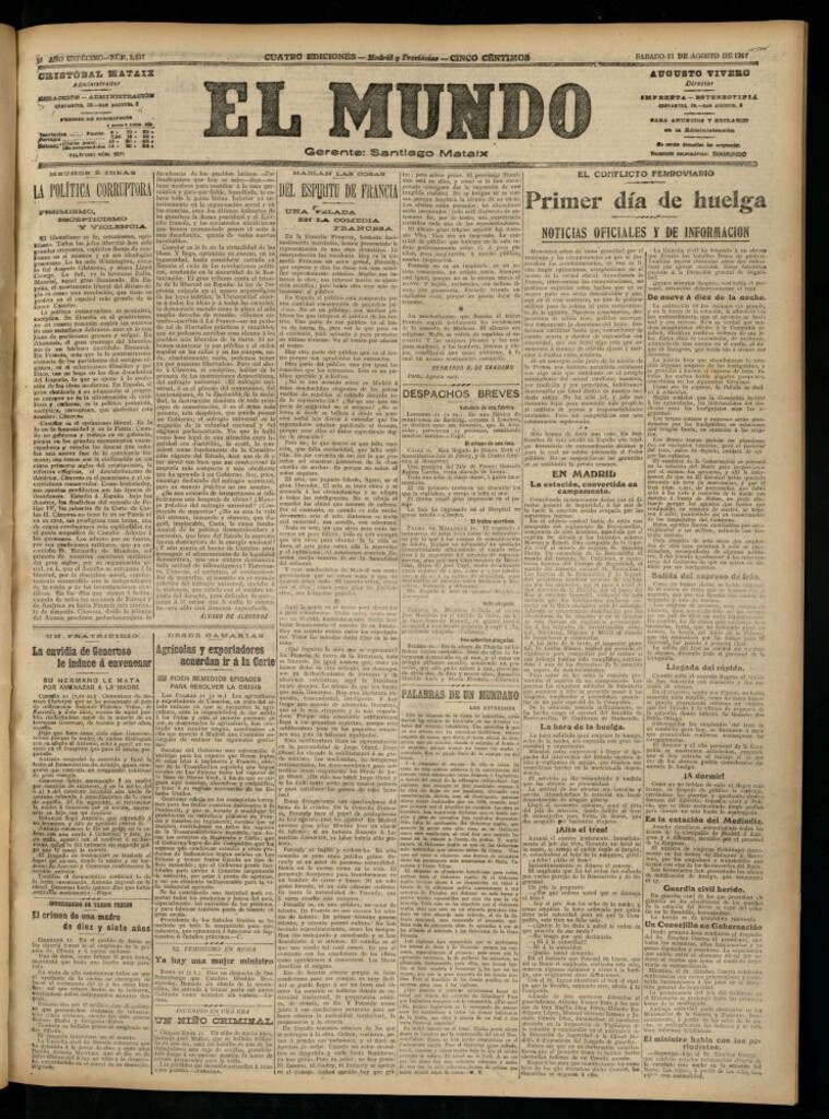 Miniatura de El Mundo del 11 de agosto de 1917 (edición de provincias)