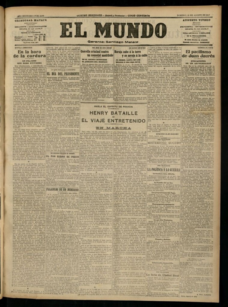 Miniatura de El Mundo del 19 de agosto de 1917 (edición de provincias)