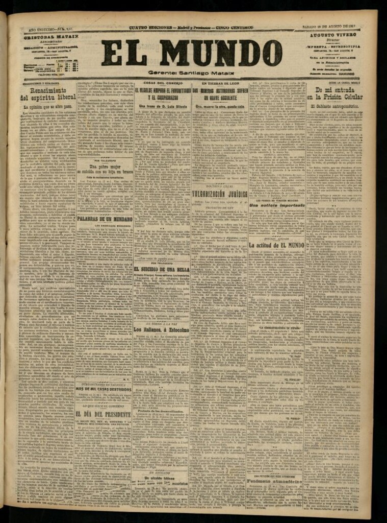 Miniatura de El Mundo del 25 de agosto de 1917 (edición de provincias)