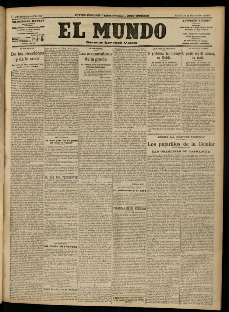 Miniatura de El Mundo del 29 de agosto de 1917 (edición de provincias)