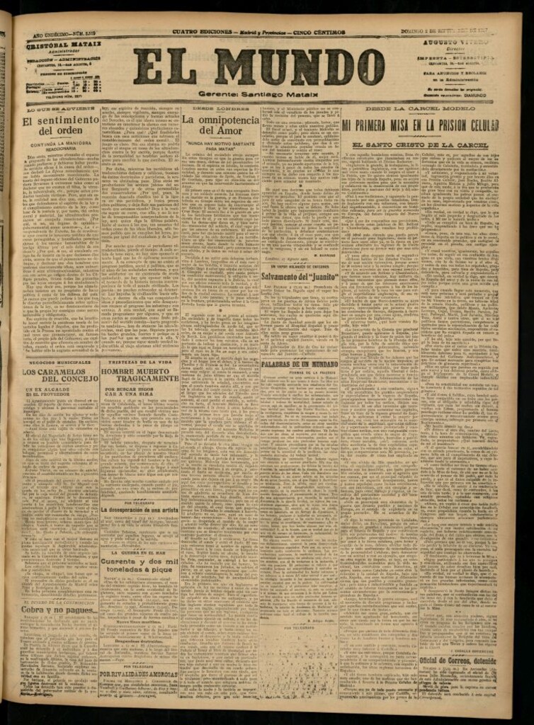 Miniatura de El Mundo del 2 de septiembre de 1917 (edición de provincias)