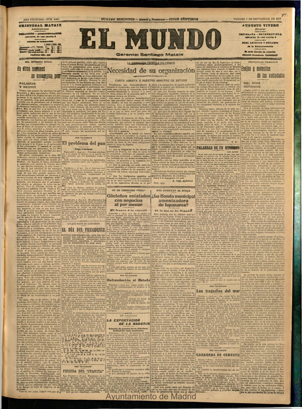 Miniatura de El Mundo del 7 de septiembre de 1917 (edición de provincias)