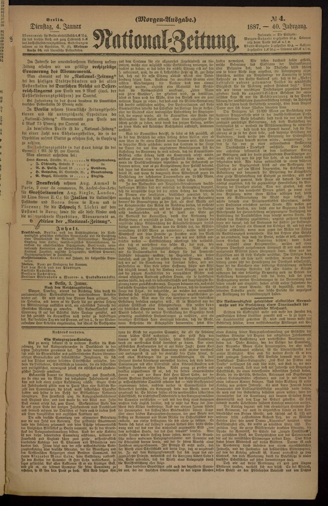 Miniatura de National Zeitung del 4 de enero de 1887, nº 4