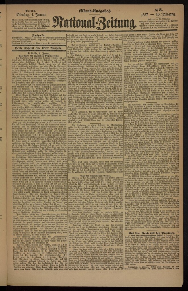 Miniatura de National Zeitung del 4 de enero de 1887, nº 5