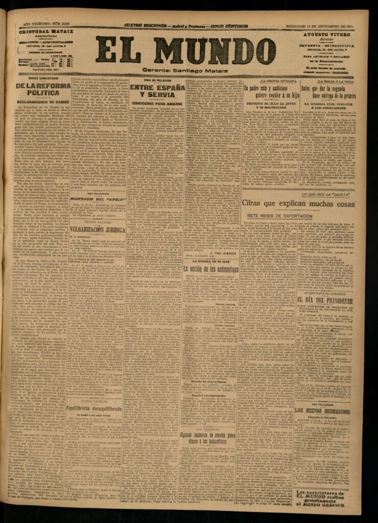 Miniatura de El Mundo del 12 de septiembre de 1917 (edición de provincias)