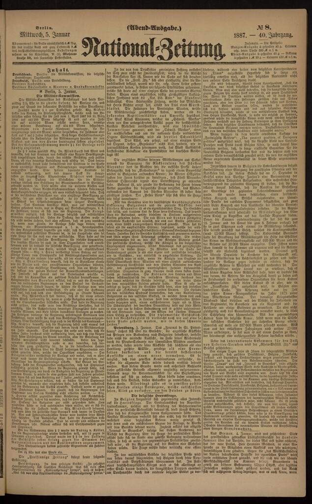 Miniatura de National Zeitung del 6 de enero de 1887, nº 8
