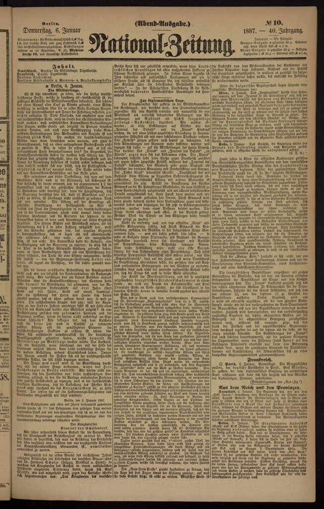 Miniatura de National Zeitung del 6 de enero de 1887, nº 10