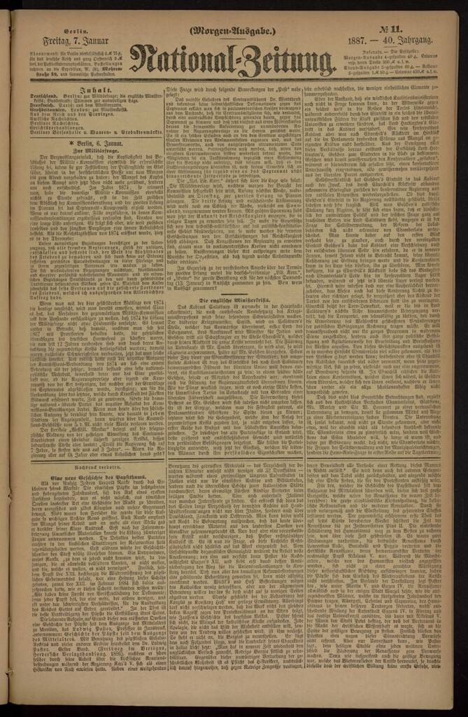 Miniatura de National Zeitung del 7 de enero de 1887, nº 11