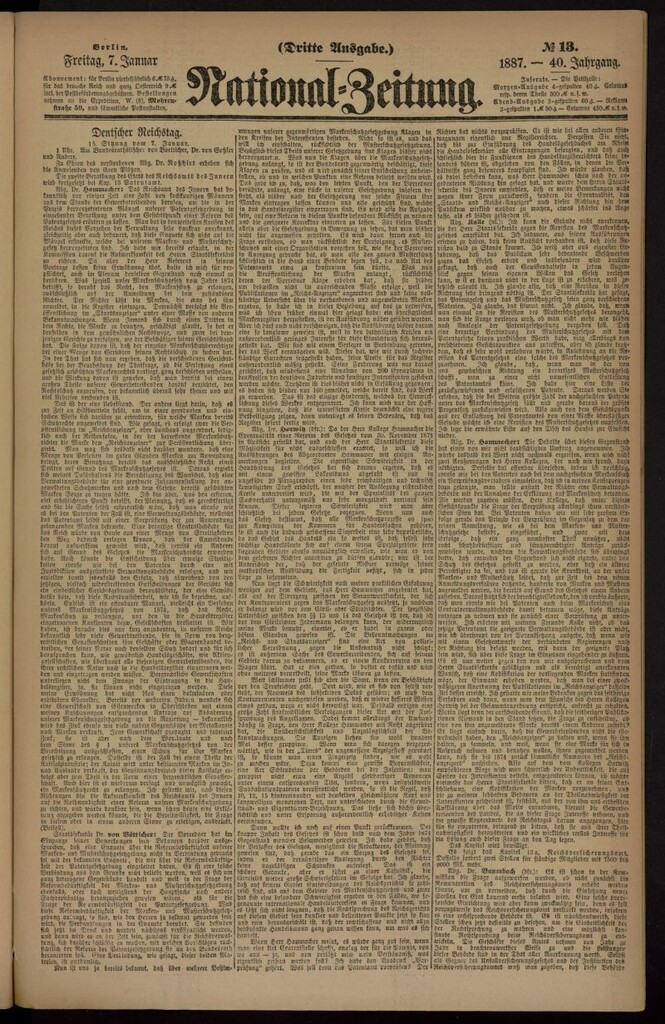 Miniatura de National Zeitung del 7 de enero de 1887, nº 13