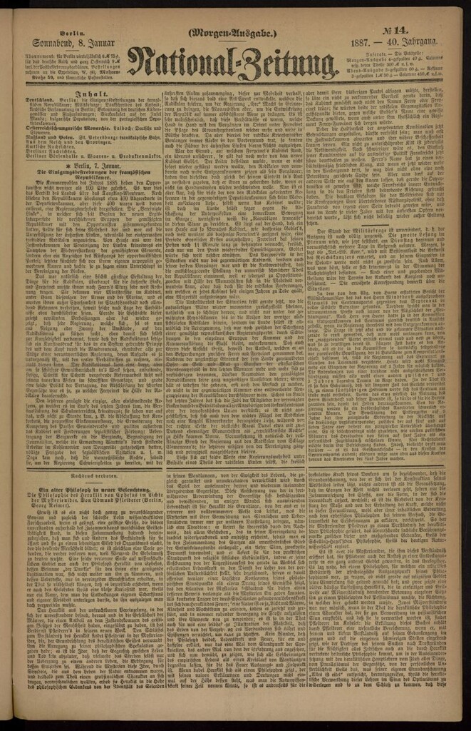 Miniatura de National Zeitung del 8 de enero de 1887, nº 14