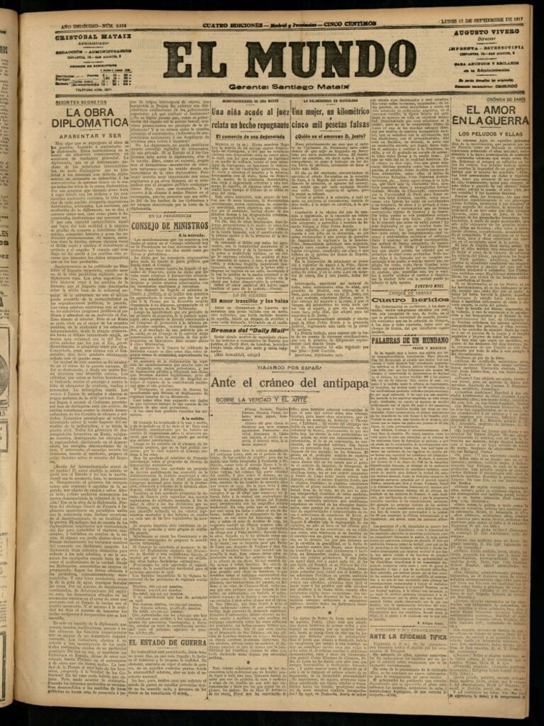 Miniatura de El Mundo del 17 de septiembre de 1917 (edición de provincias)
