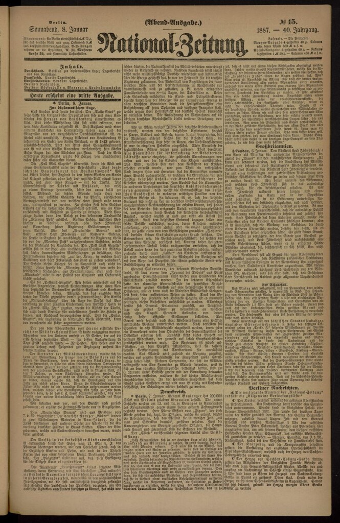 Miniatura de National Zeitung del 8 de enero de 1887, nº 15