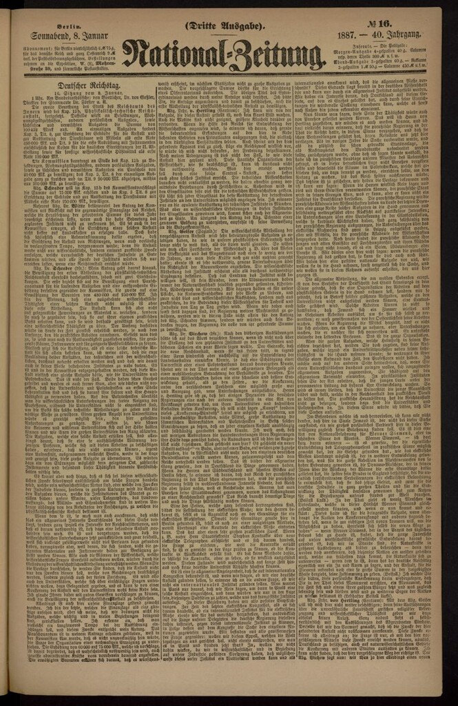 Miniatura de National Zeitung del 8 de enero de 1887, nº 16