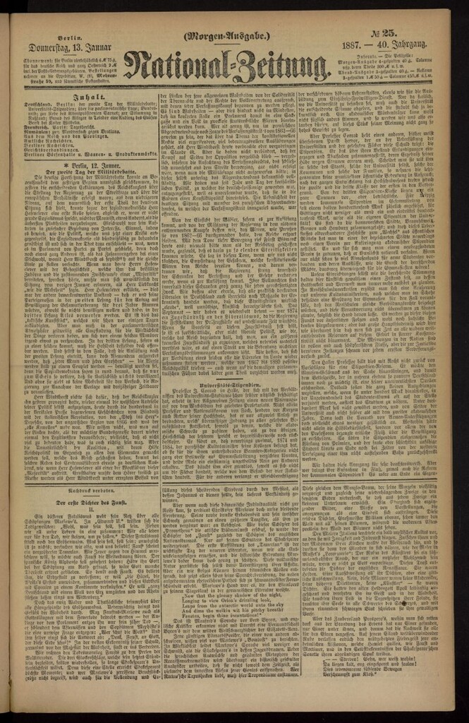 Miniatura de National Zeitung del 13 de enero de 1887, nº 25