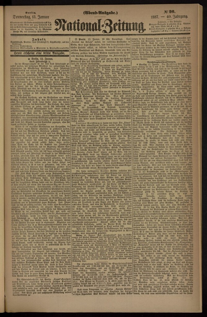 Miniatura de National Zeitung del 13 de enero de 1887, nº 26