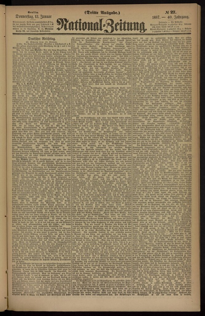 Miniatura de National Zeitung del 13 de enero de 1887, nº 27