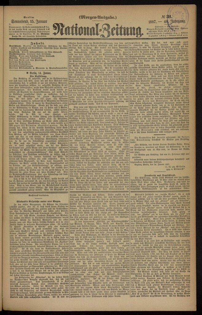 Miniatura de National Zeitung del 15 de enero de 1887, nº 31