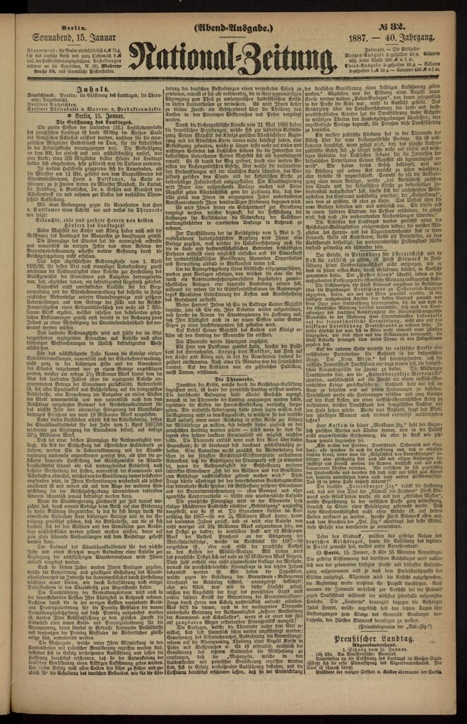 Miniatura de National Zeitung del 15 de enero de 1887, nº 32