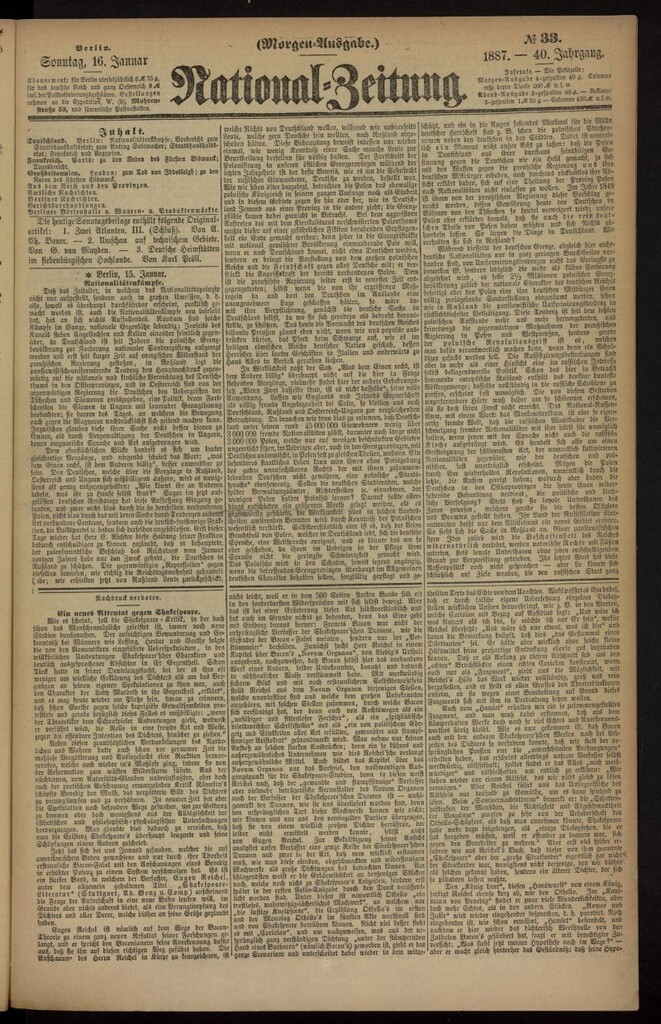 Miniatura de National Zeitung del 16 de enero de 1887, nº 33