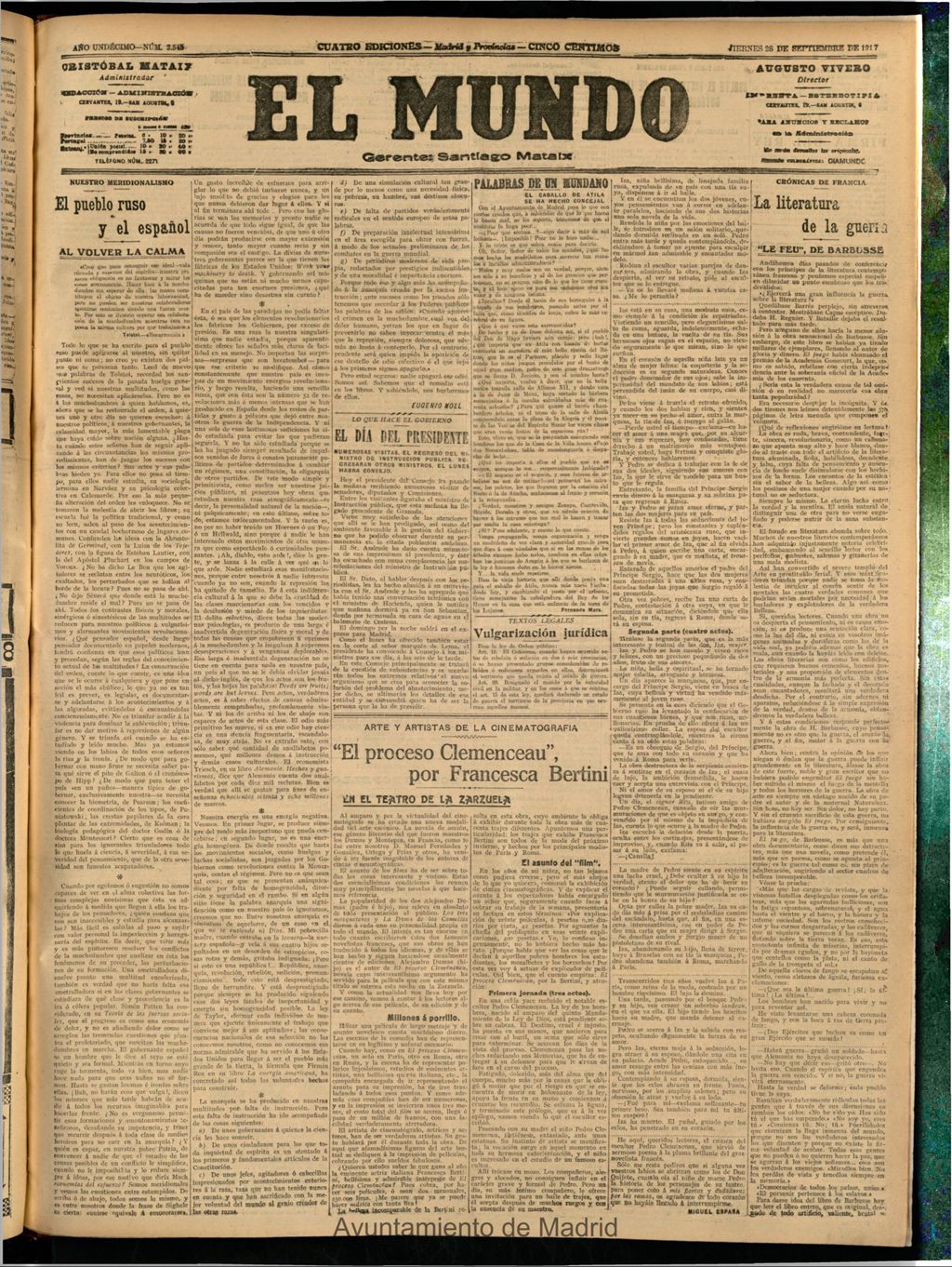 Miniatura de El Mundo del 28 de septiembre de 1917 (edición de provincias)
