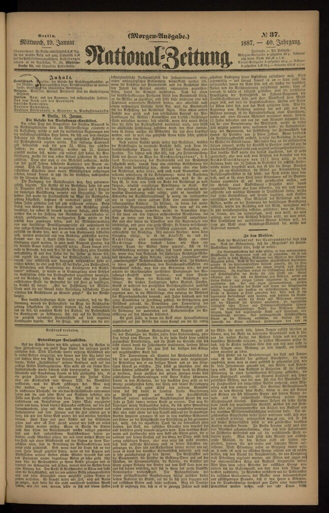 Miniatura de National Zeitung del 19 de enero de 1887, nº 37