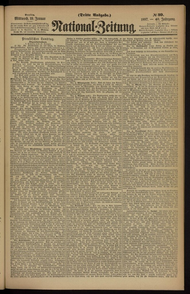 Miniatura de National Zeitung del 19 de enero de 1887, nº 39