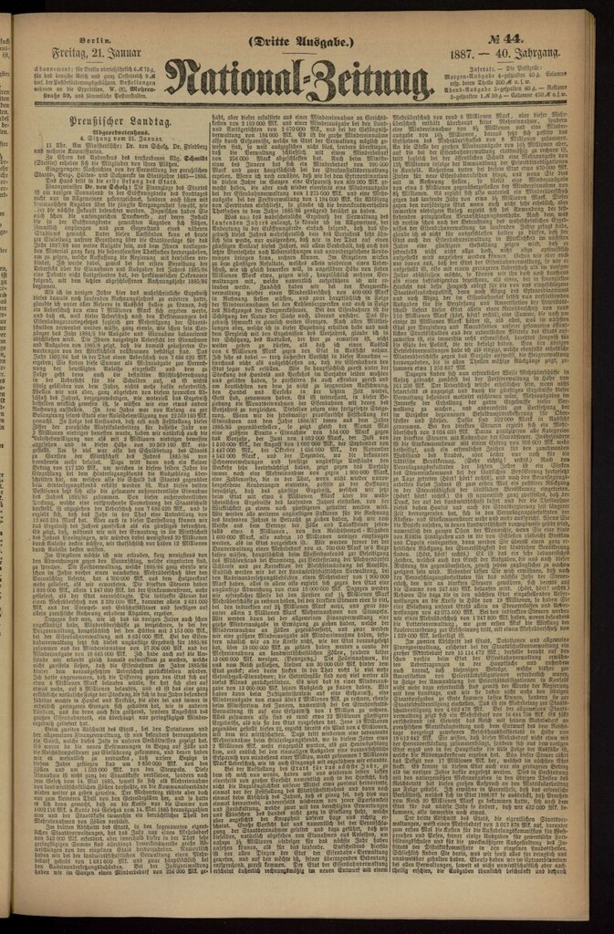 Miniatura de National Zeitung del 21 de enero de 1887, nº 44