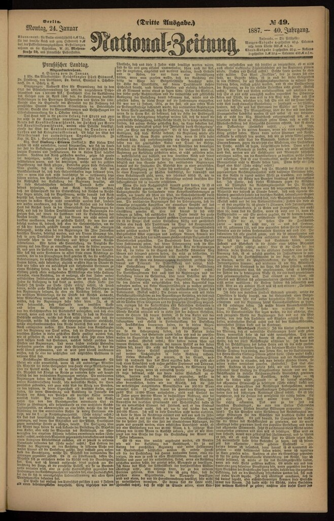 Miniatura de National Zeitung del 24 de enero de 1887, nº 49