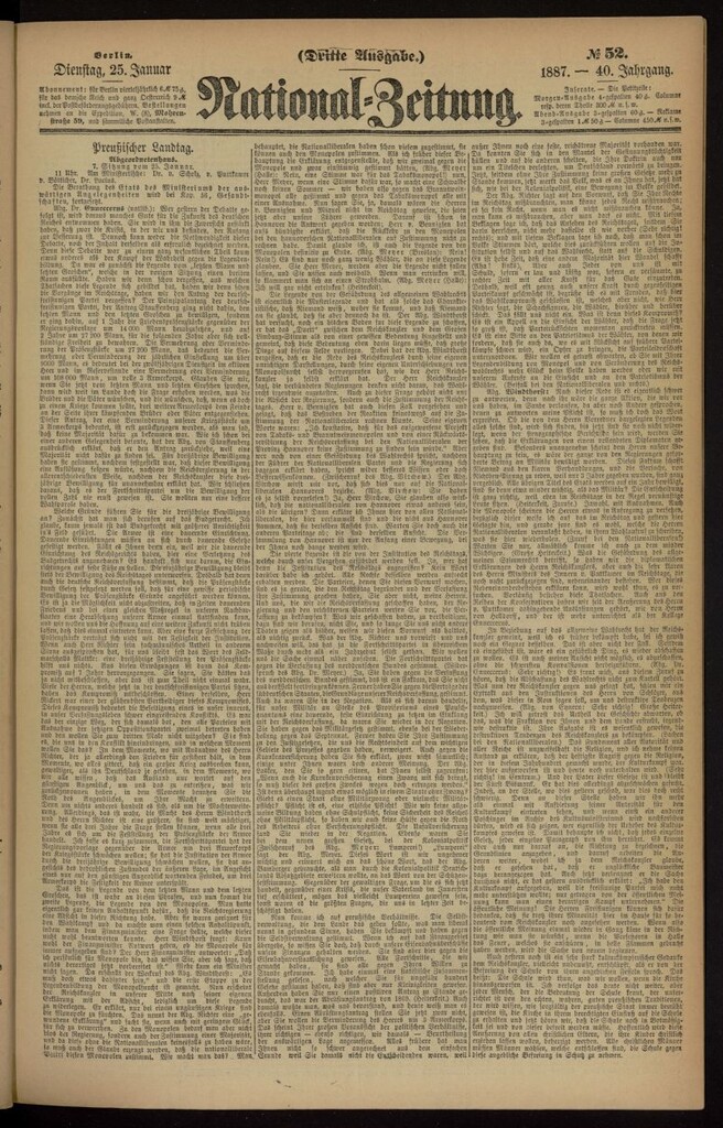 Miniatura de National Zeitung del 25 de enero de 1887, nº 52