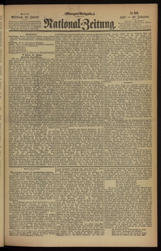 Miniatura de National Zeitung del 26 de enero de 1887, nº 53