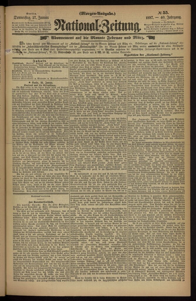 Miniatura de National Zeitung del 27 de enero de 1887, nº 55