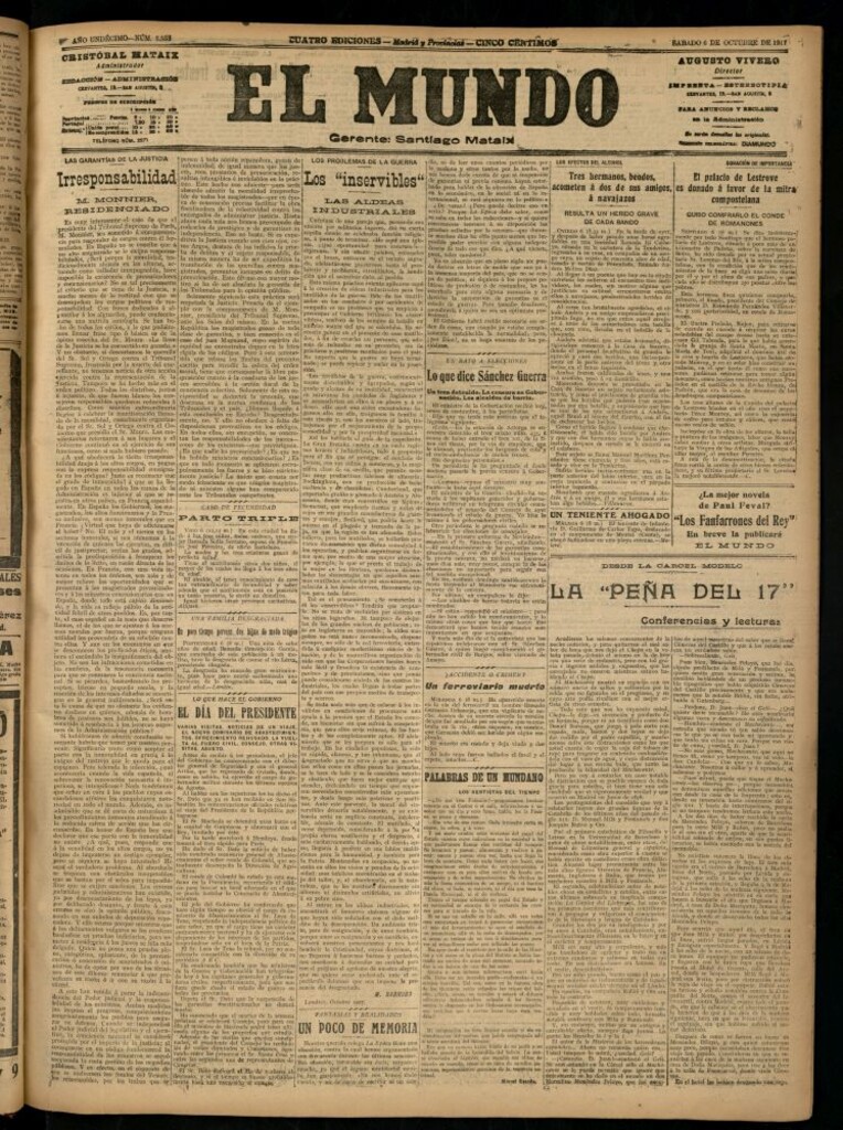 Miniatura de El Mundo del 6 de octubre de 1917 (edición de provincias)