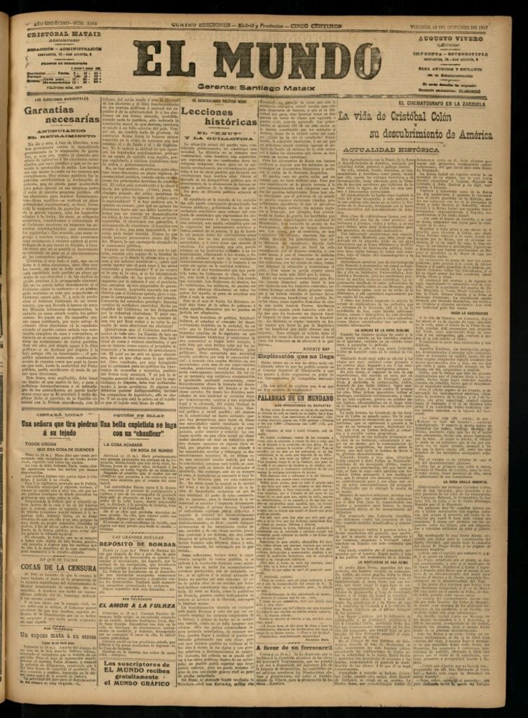 Miniatura de El Mundo del 12 de octubre de 1917 (edición de provincias)