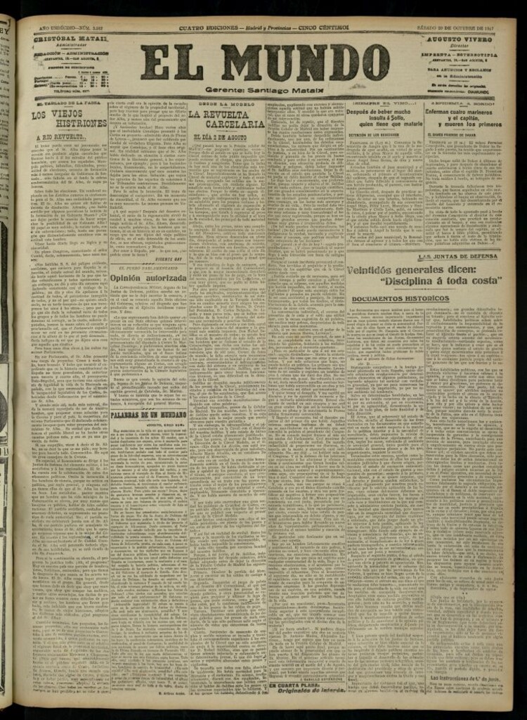 Miniatura de El Mundo del 20 de octubre de 1917 (edición de provincias)