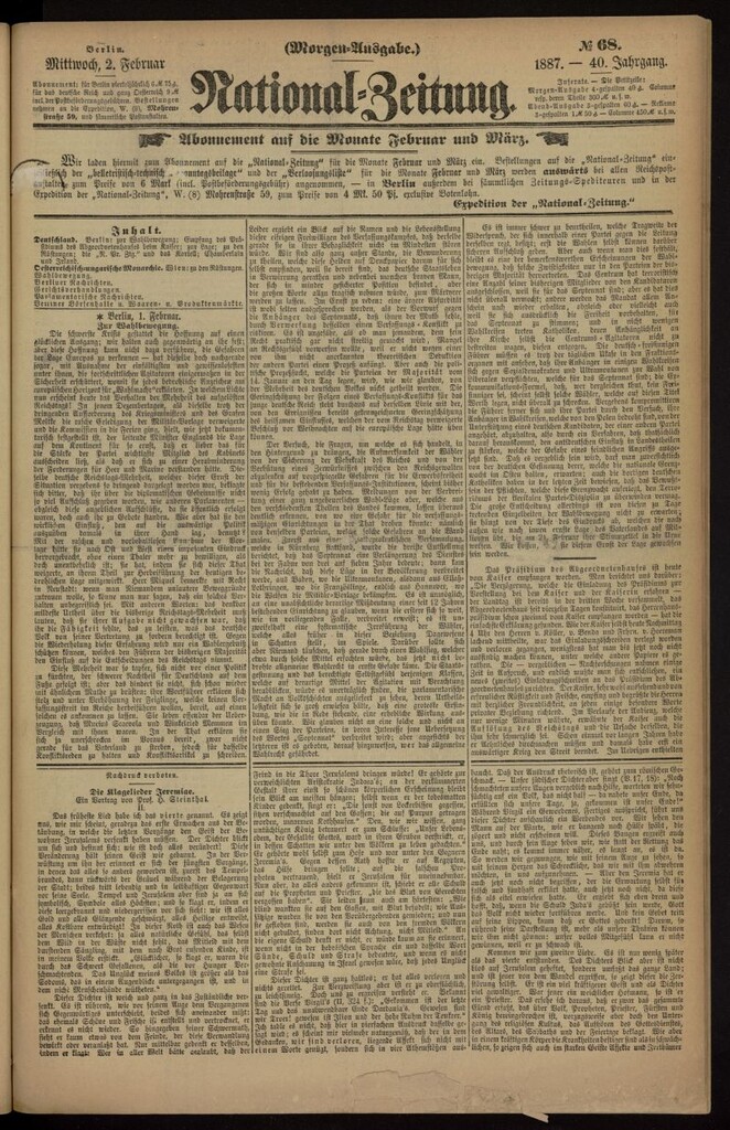 Miniatura de National Zeitung del 2 de febrero de 1887, nº 68
