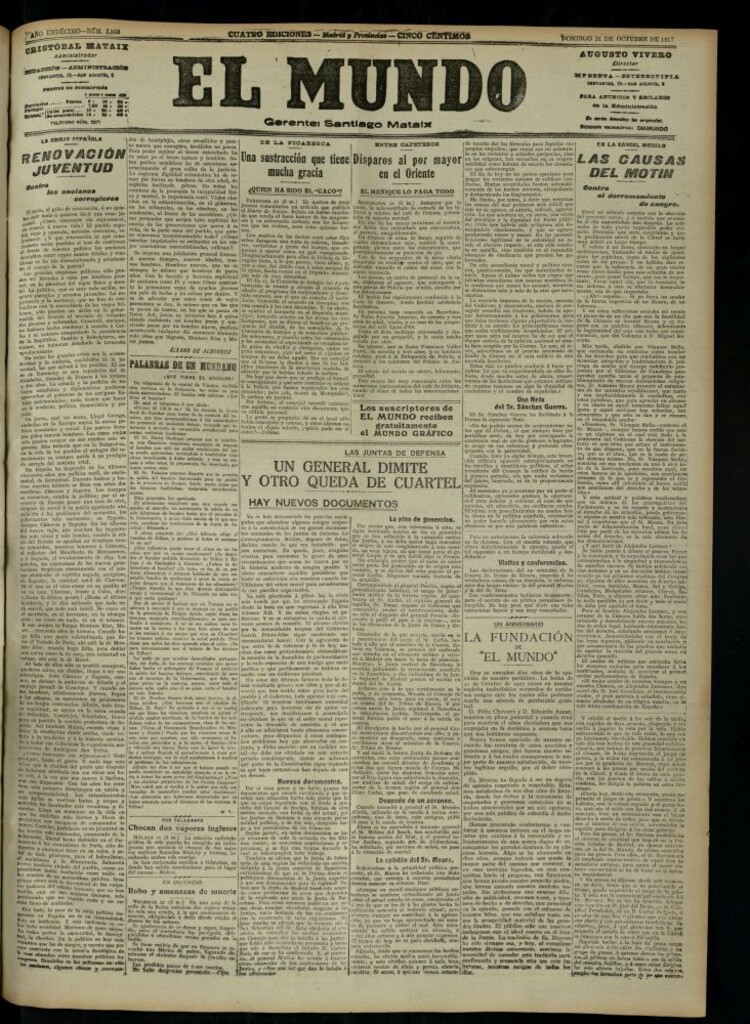 Miniatura de El Mundo del 21 de octubre de 1917 (edición de provincias)