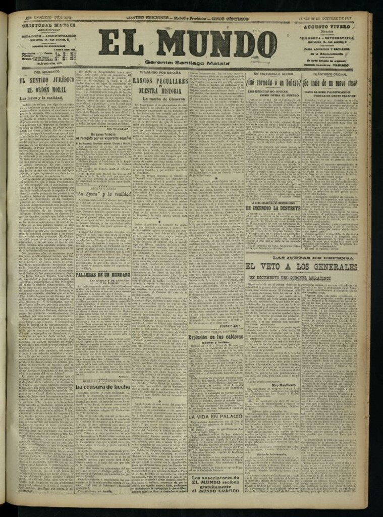 Miniatura de El Mundo del 22 de octubre de 1917 (edición de provincias)