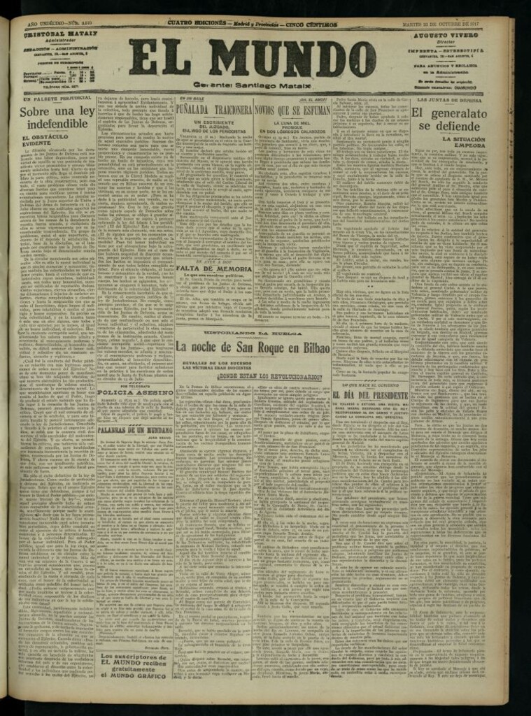 Miniatura de El Mundo del 23 de octubre de 1917 (edición de provincias)