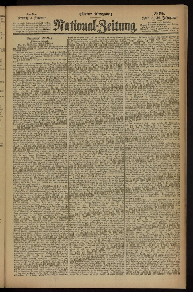 Miniatura de National Zeitung del 4 de febrero de 1887, nº 74