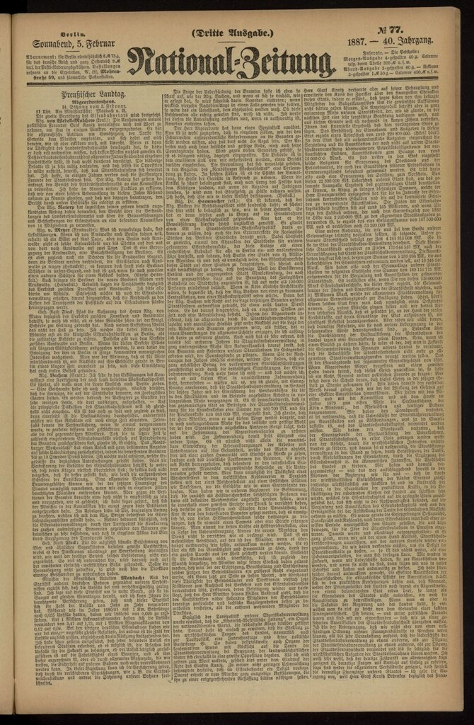 Miniatura de National Zeitung del 5 de febrero de 1887, nº 77