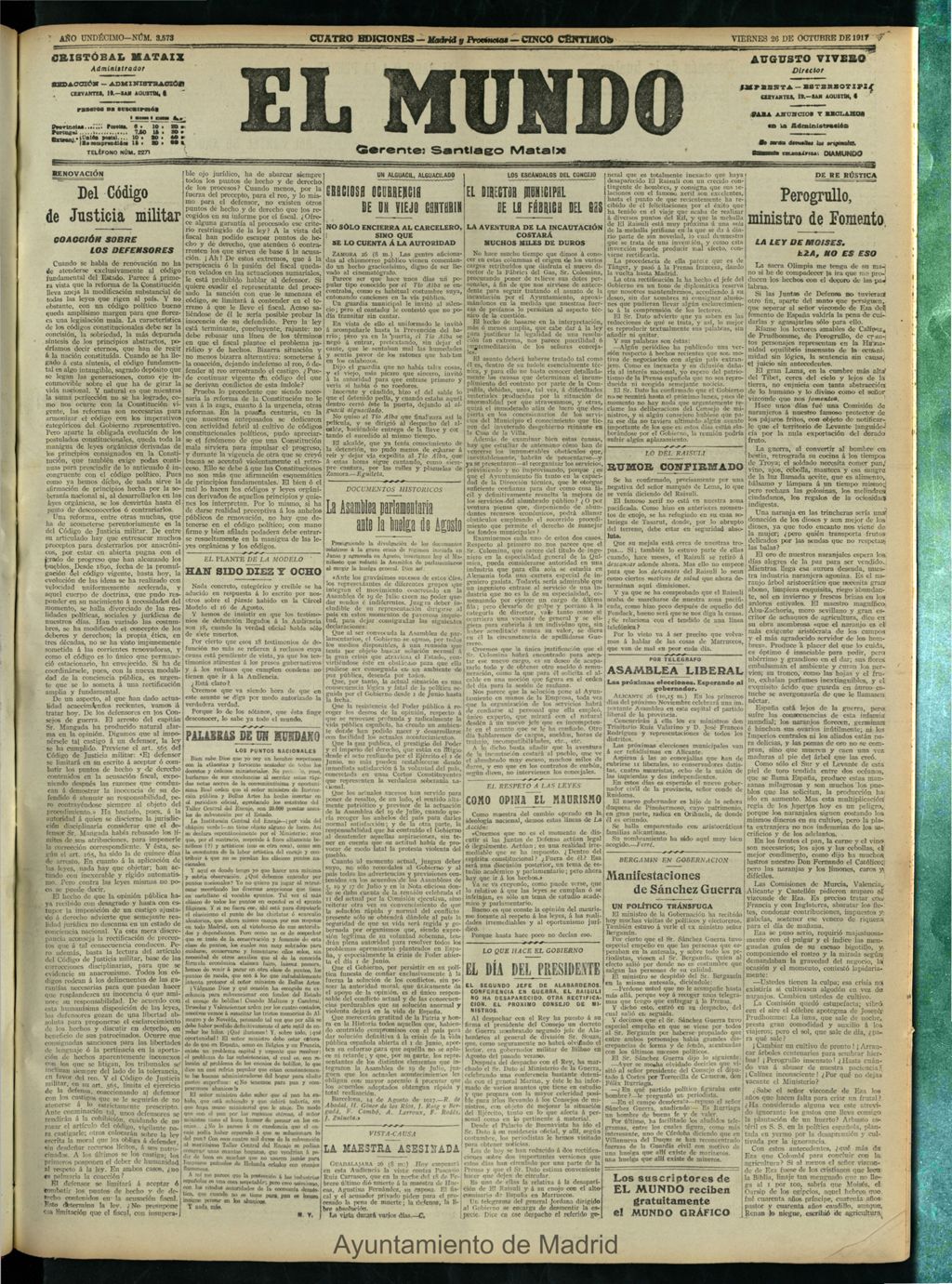 Miniatura de El Mundo del 26 de octubre de 1917 (edición de provincias)