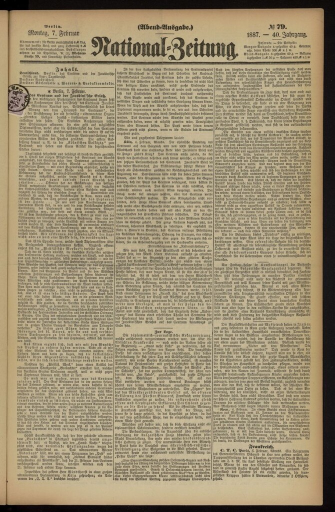 Miniatura de National Zeitung del 7 de febrero de 1887, nº 79