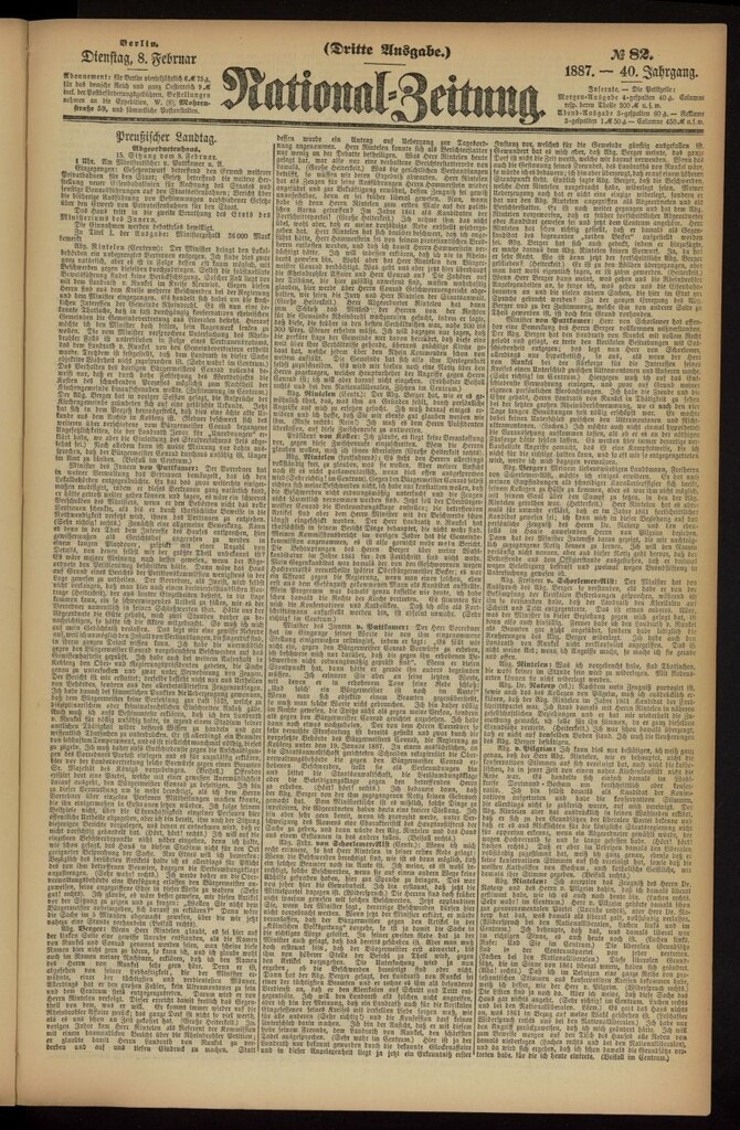 Miniatura de National Zeitung del 8 de febrero de 1887, nº 82