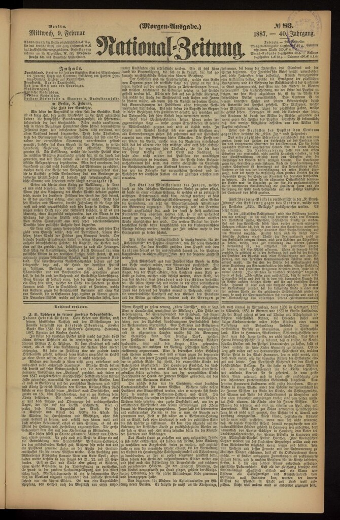 Miniatura de National Zeitung del 9 de febrero de 1887, nº 83