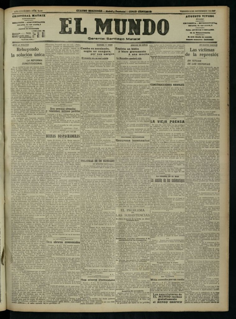 Miniatura de El Mundo del 2 de noviembre de 1917 (edición de provincias)