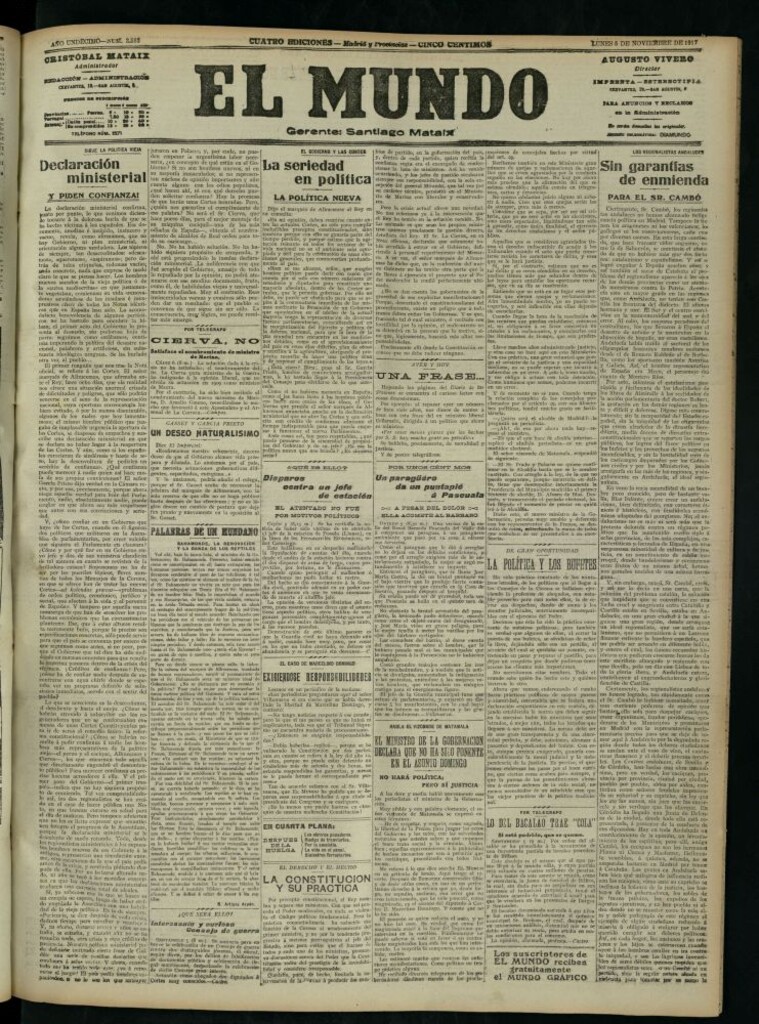 Miniatura de El Mundo del 5 de noviembre de 1917 (edición de provincias)