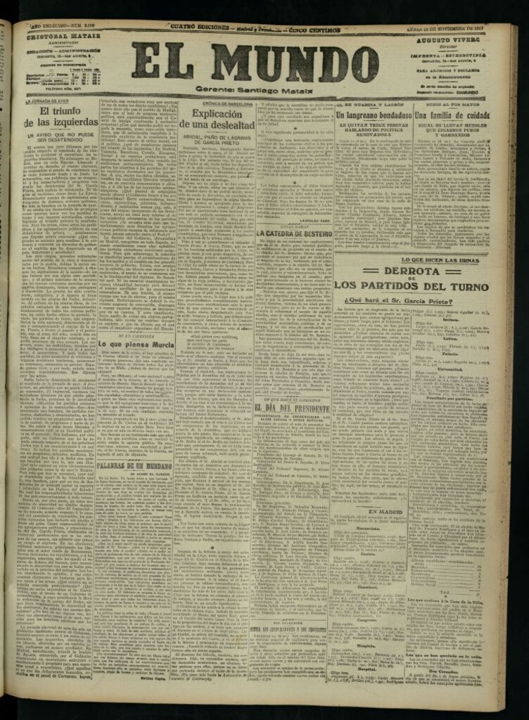 Miniatura de El Mundo del 12 de noviembre de 1917 (edición de provincias)