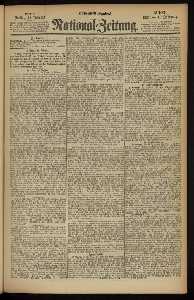 Miniatura de National Zeitung del 18 de febrero de 1887, nº 102