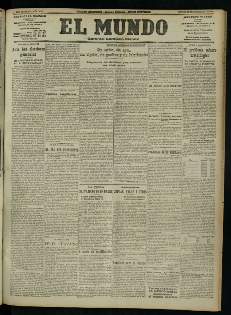 Miniatura de El Mundo del 13 de noviembre de 1917 (edición de provincias)